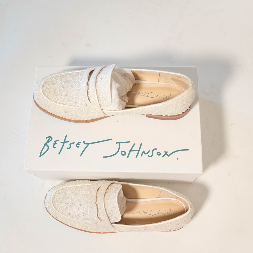 Betsey Johnson Cream Beaded Wedding loafers